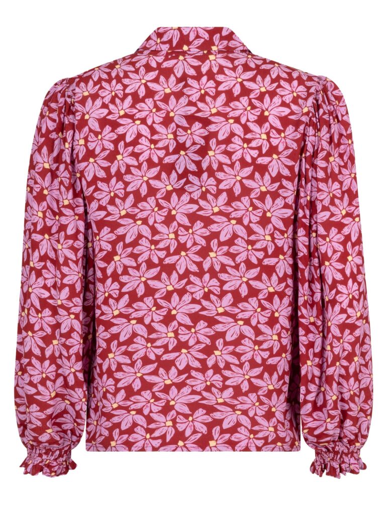 Blouse Alyssa - wine red/lilac flower