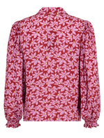 Blouse Alyssa - wine red/lilac flower