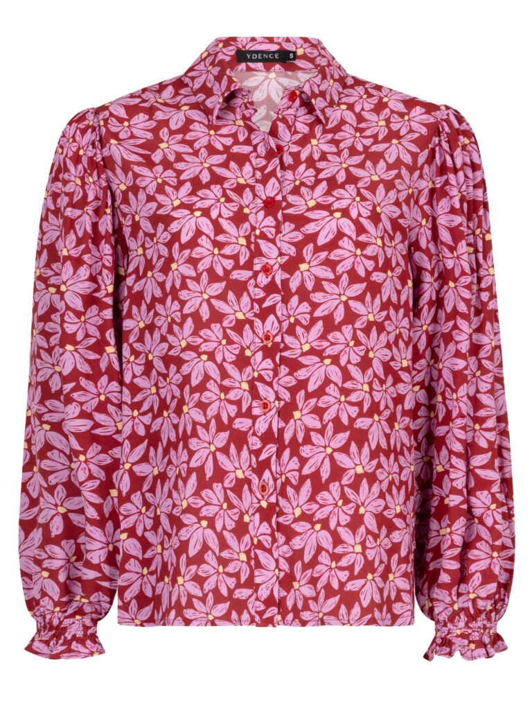 Blouse Alyssa - wine red/lilac flower