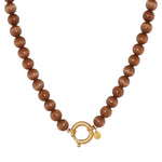 Brown cat eye snake necklace gold