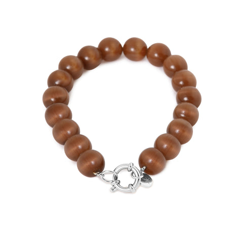 Brown cat eye bracelet silver