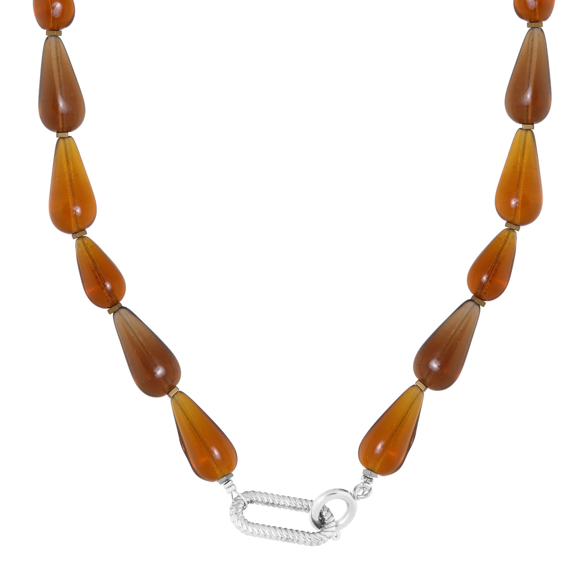 Brown drop necklace silver
