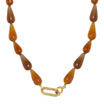 Brown drop necklace gold