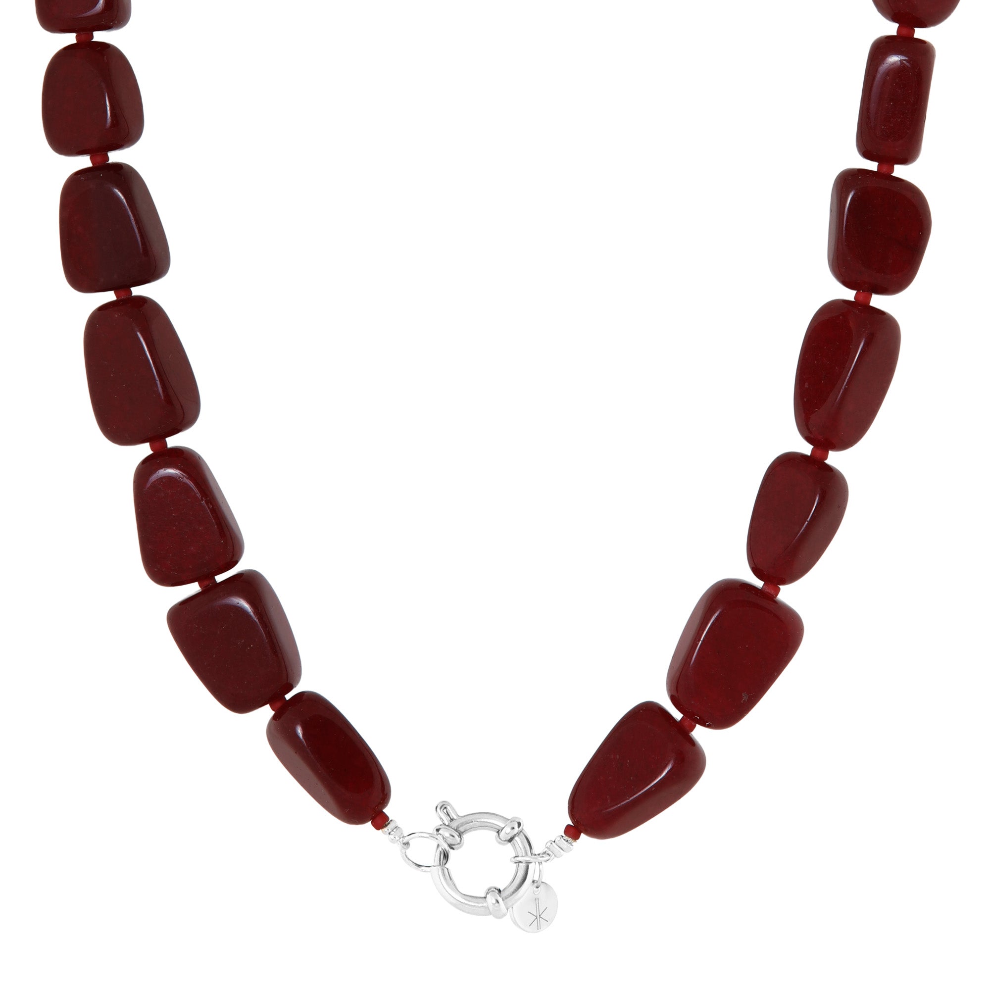 Burgundy necklace silver