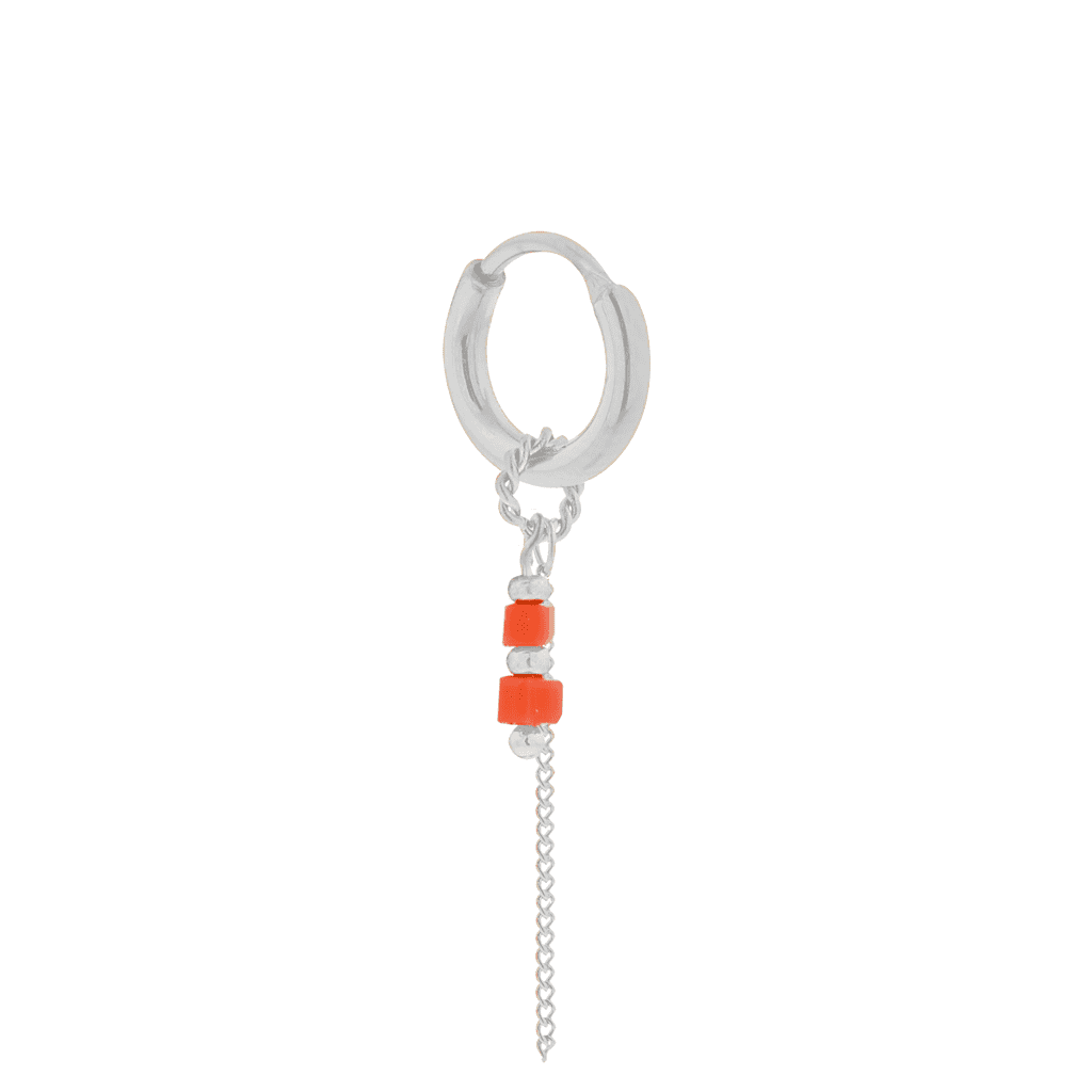Single chain coral hoop silver