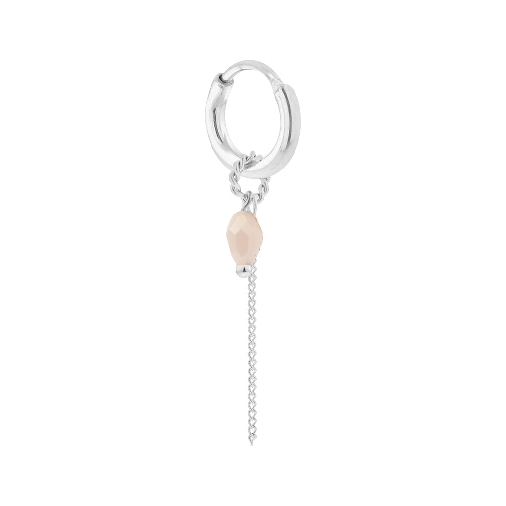 Single Chain Nude Dop Hoop Silver
