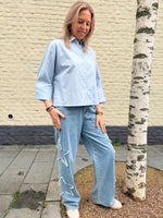 Slfester oversize 3/4 shirt - cashmere blue