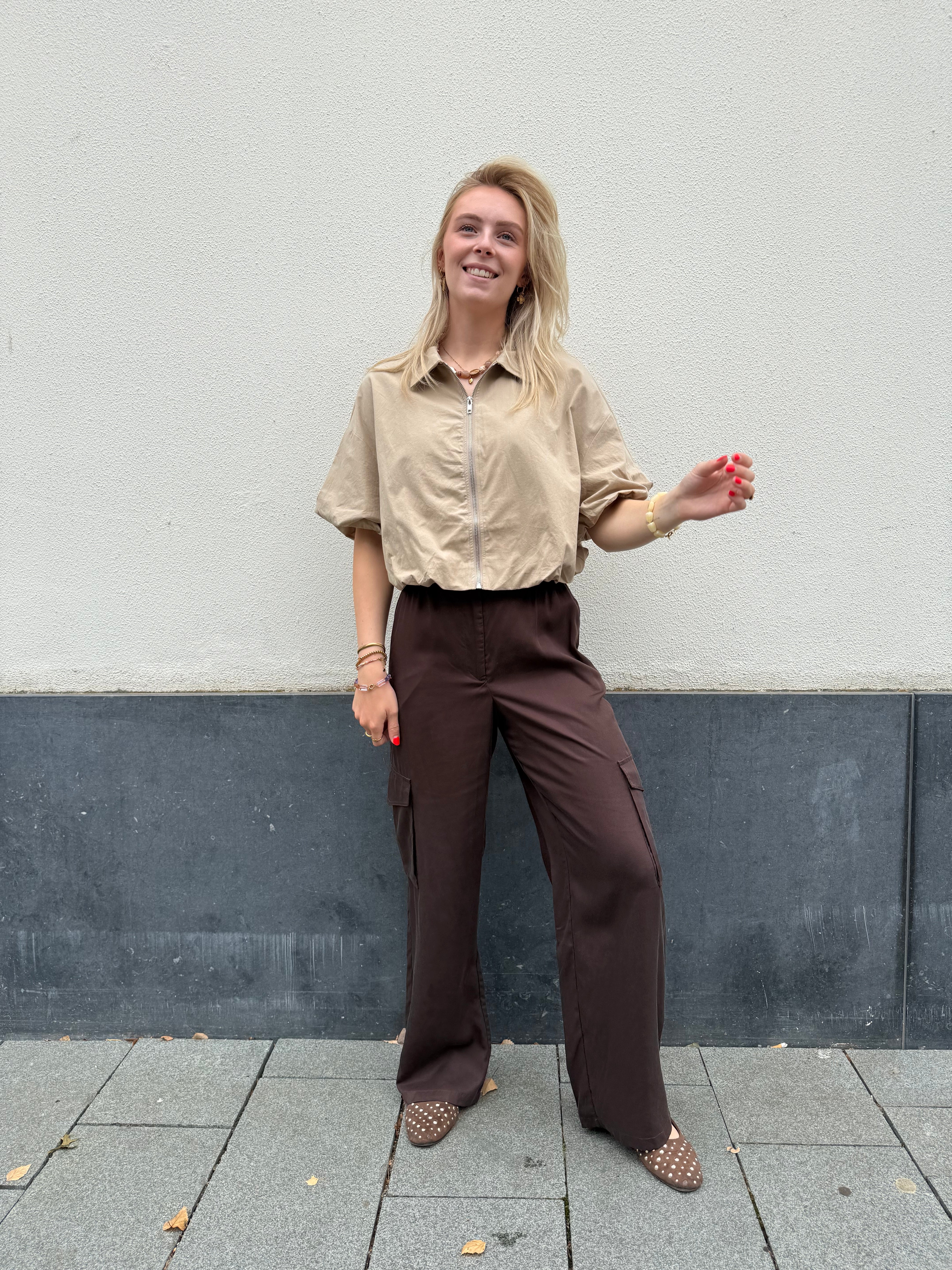 Cropped blouse zipper INAYA - sand