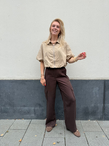 Cropped blouse zipper INAYA - sand