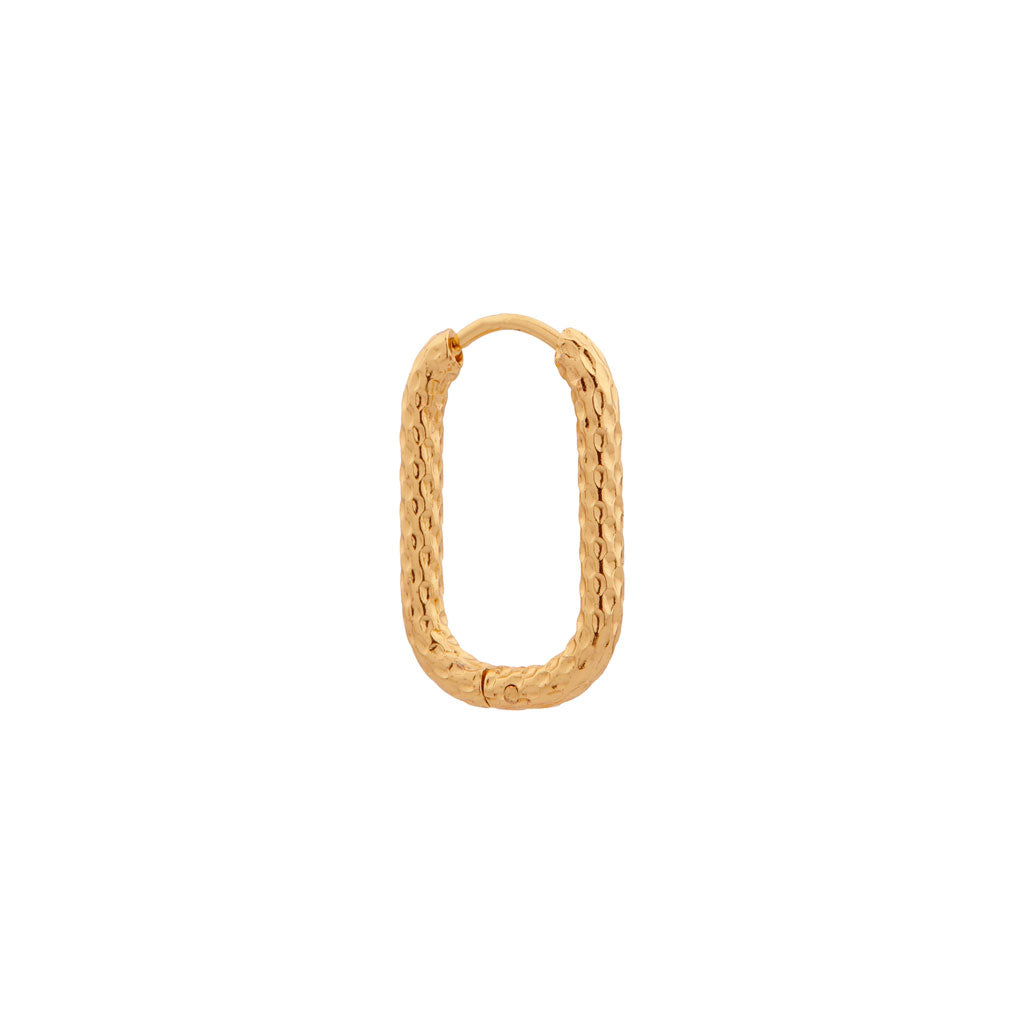 Single Dottie Oval Hoop Gold