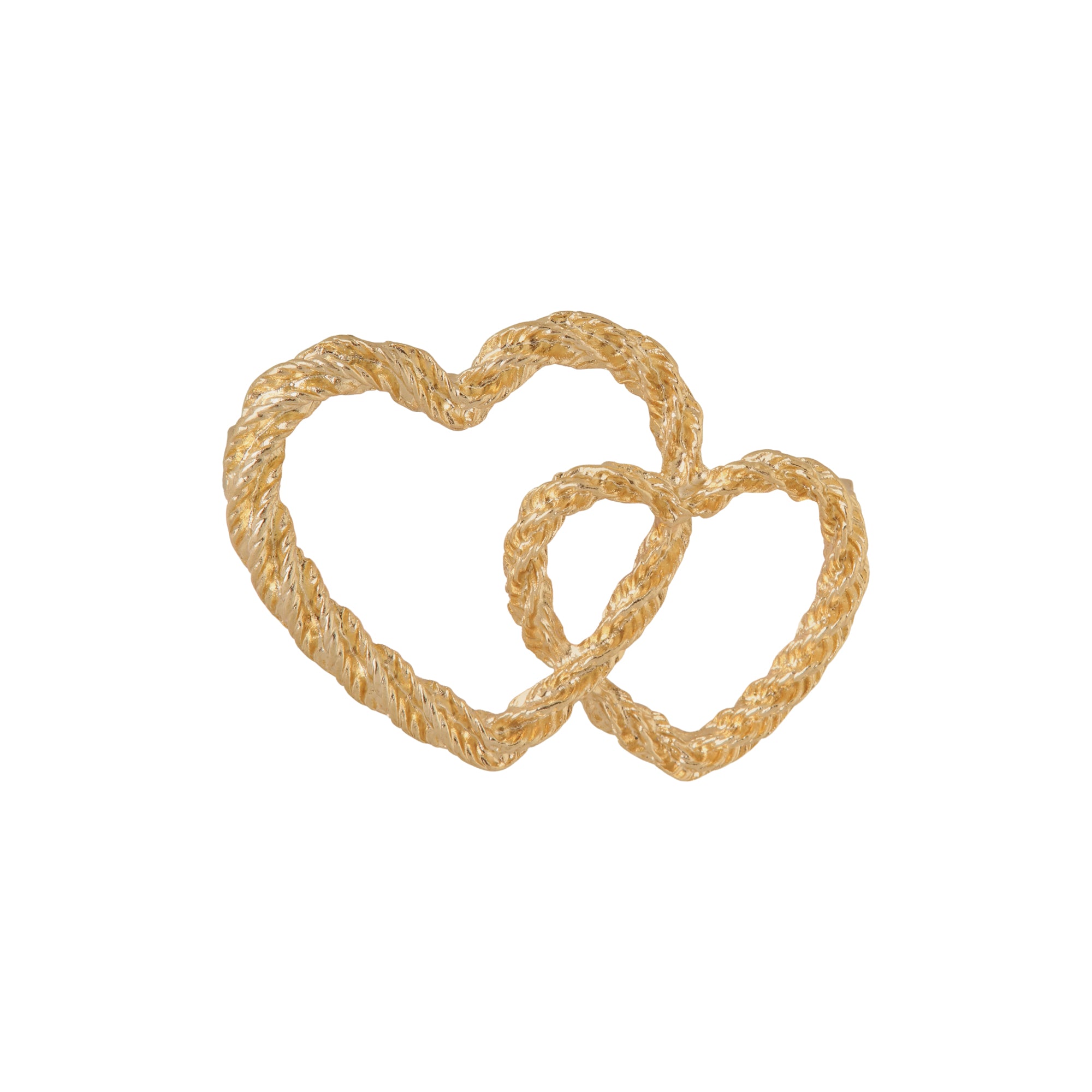 Double heart broche gold