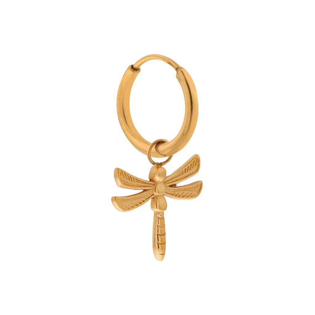 Single dragonfly hoop gold