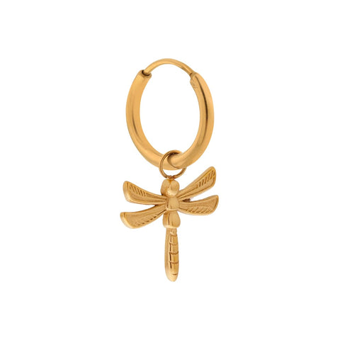 Single dragonfly hoop gold