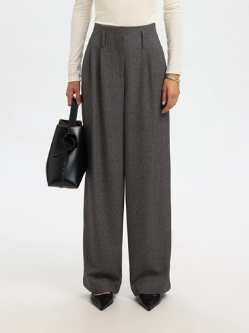 Slfwide Camilla hw pant - black structure