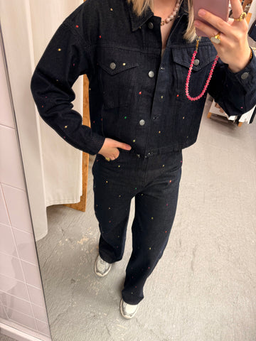 Studded denim jacket TRIXIE - Blue denim