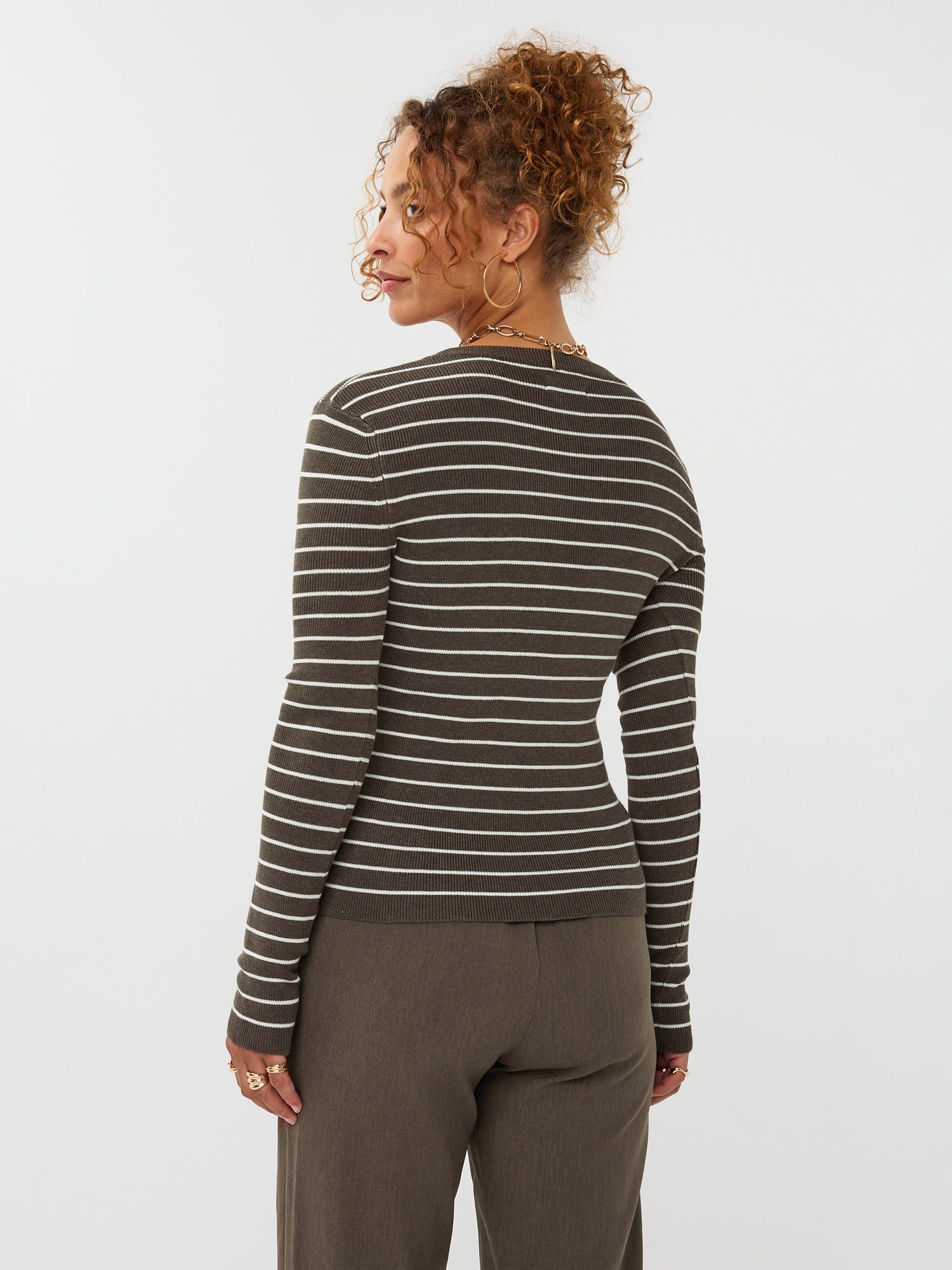 Knitted Top Devina - Mud/ecru