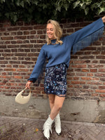 Yasfringa ls o - neck knit pullover s - sargasso sea