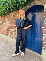 Slfelma hw wide plisse pant - dark sapphire
