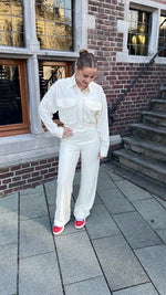 Ladies knitted structured pants NOVA - creamy white