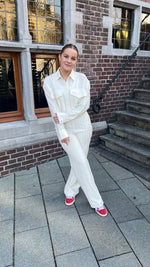 Ladies knitted structured pants NOVA - creamy white