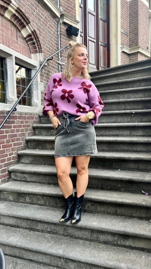 Knitted sweater Daisie - lilac/burgundy