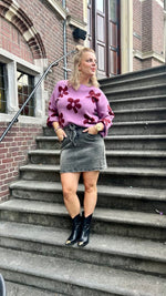 Knitted sweater Daisie - lilac/burgundy