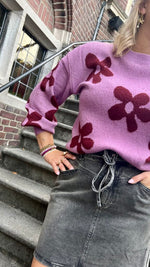 Knitted sweater Daisie - lilac/burgundy