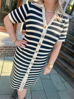 YASCROC SS MIDI KNIT DRESS NOOS - birch/black
