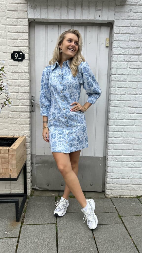 Yaslolena 3/4 denim shirt dress - Cashmere blue