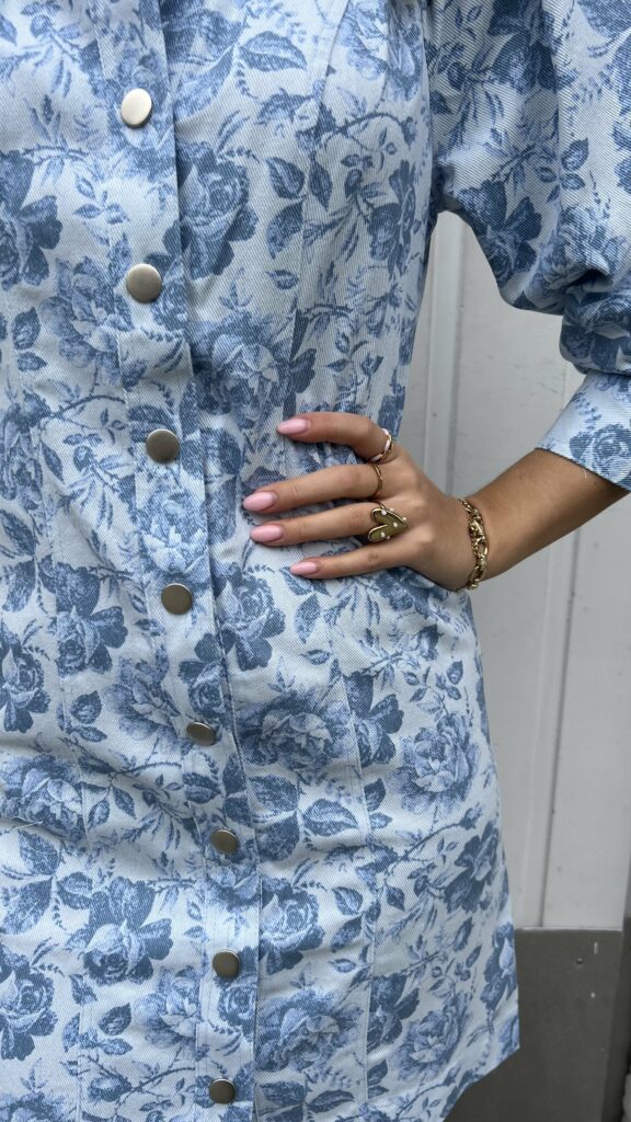 Yaslolena 3/4 denim shirt dress - Cashmere blue