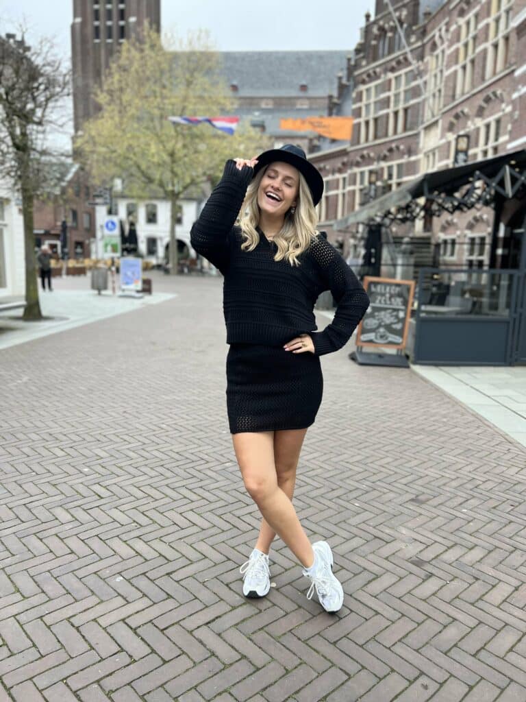 Slffina hw mini knit skirt- Black