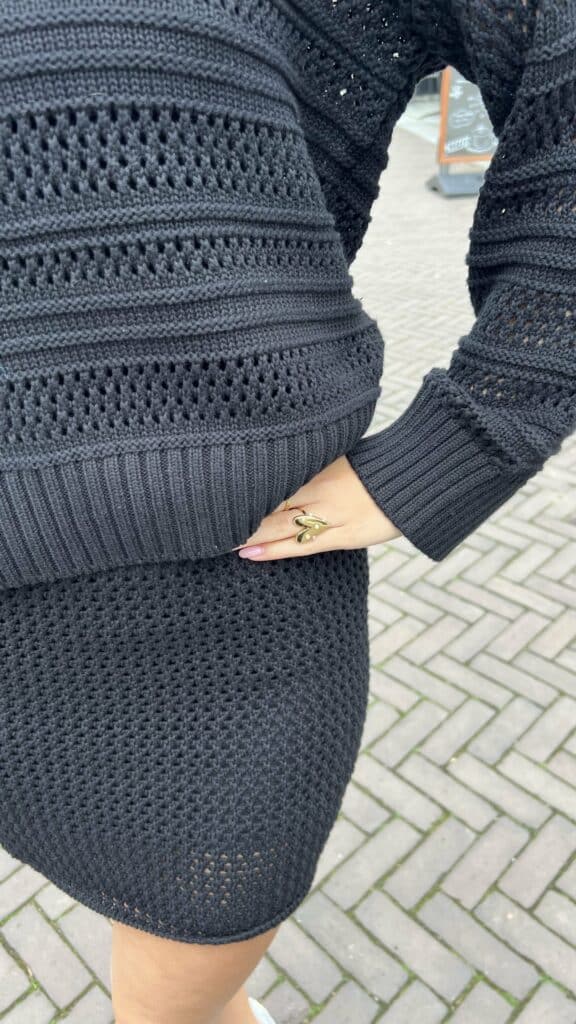 Slffina hw mini knit skirt- Black
