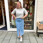 ladies woven denim skirt GIGI - light blue