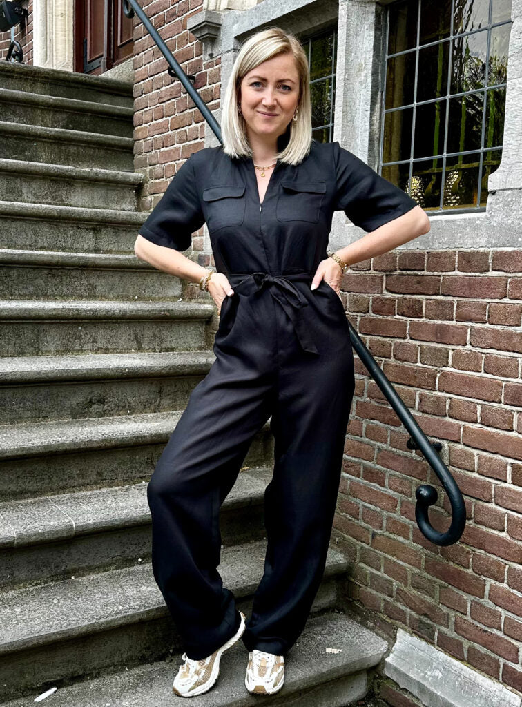Slfallesandra 2/4 zip jumpsuit - Black