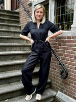 Slfallesandra 2/4 zip jumpsuit - Black