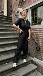 Slfallesandra 2/4 zip jumpsuit - Black