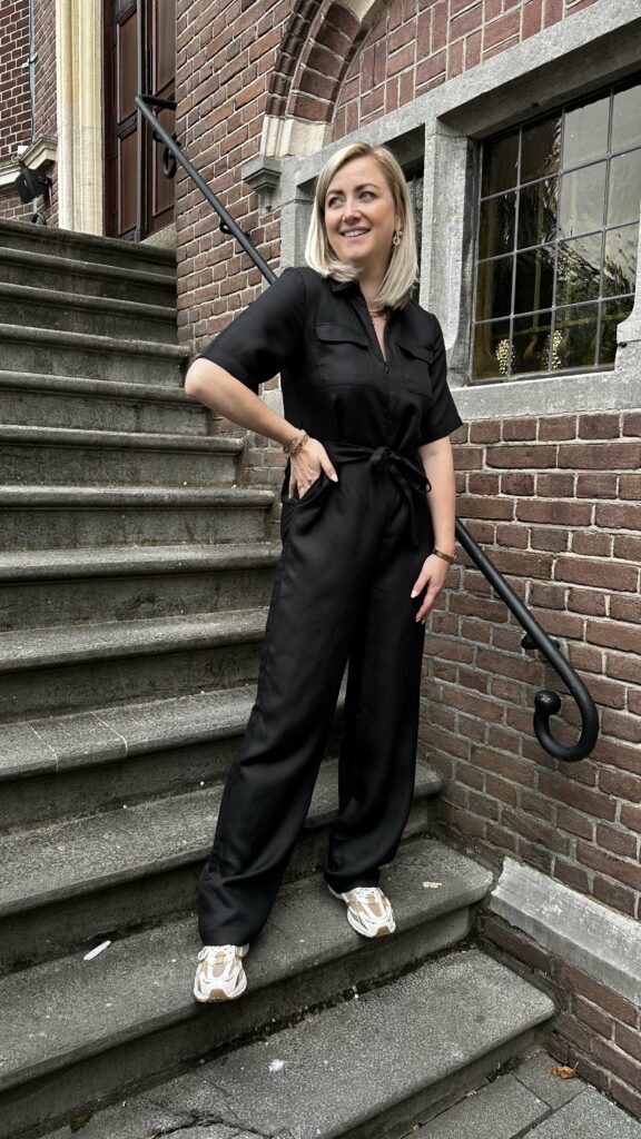 Slfallesandra 2/4 zip jumpsuit - Black