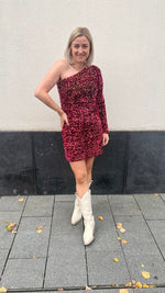 Yaspinko sequin os dress show - black/red