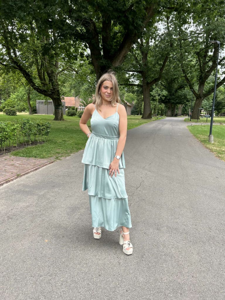 Yascam strap long dress s. - green milieu