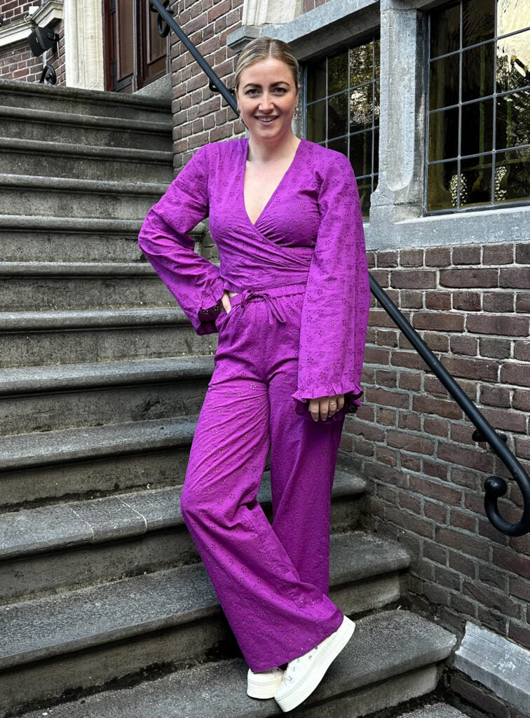Broiderie wrap blouse MELISSA - Purple