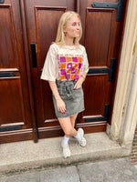 Oversized smiley t-shirt Maggy - vintage white