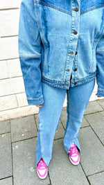 YASBLOCKA HW JEANS S. - Dark blue denim / light blue