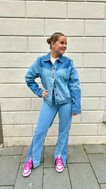 YASBLOCKA HW JEANS S. - Dark blue denim / light blue