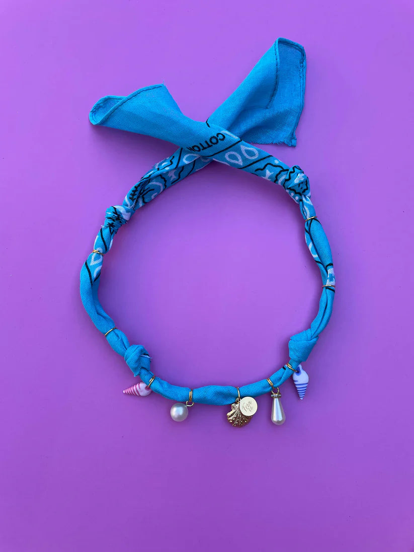 Geknoopte bandana ketting - Blauw