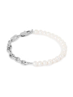 Half pearl bracelet silver