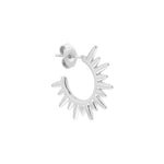 Single Half Sun Hoop Silver