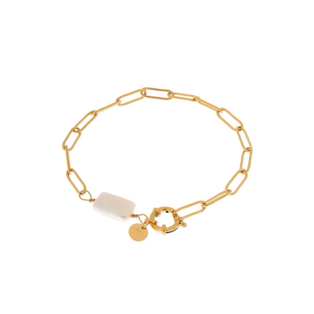 Hold on big pearl bracelet gold