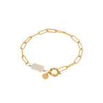 Hold on big pearl bracelet gold