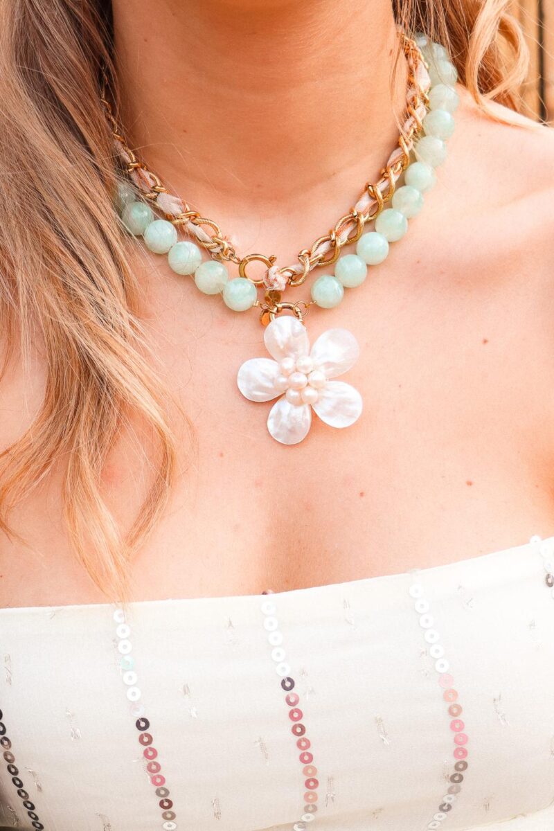 Green juice necklace gold