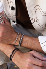 Black round bracelet silver